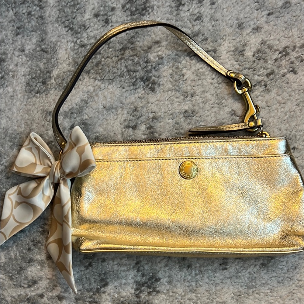 Gold Coach Women's Bag with Bow Accent